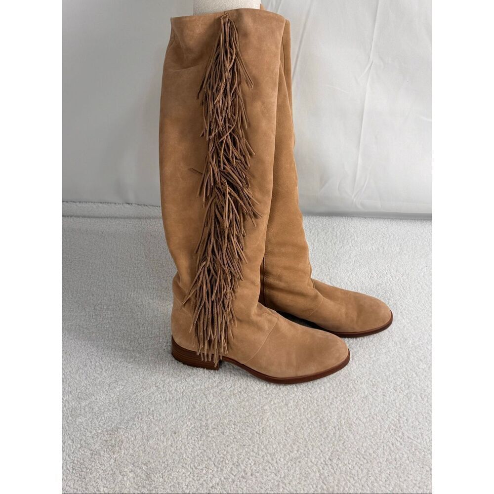 Sam Edelman Suede Fringe Josephine Tall Boot/Camel Size 7.5